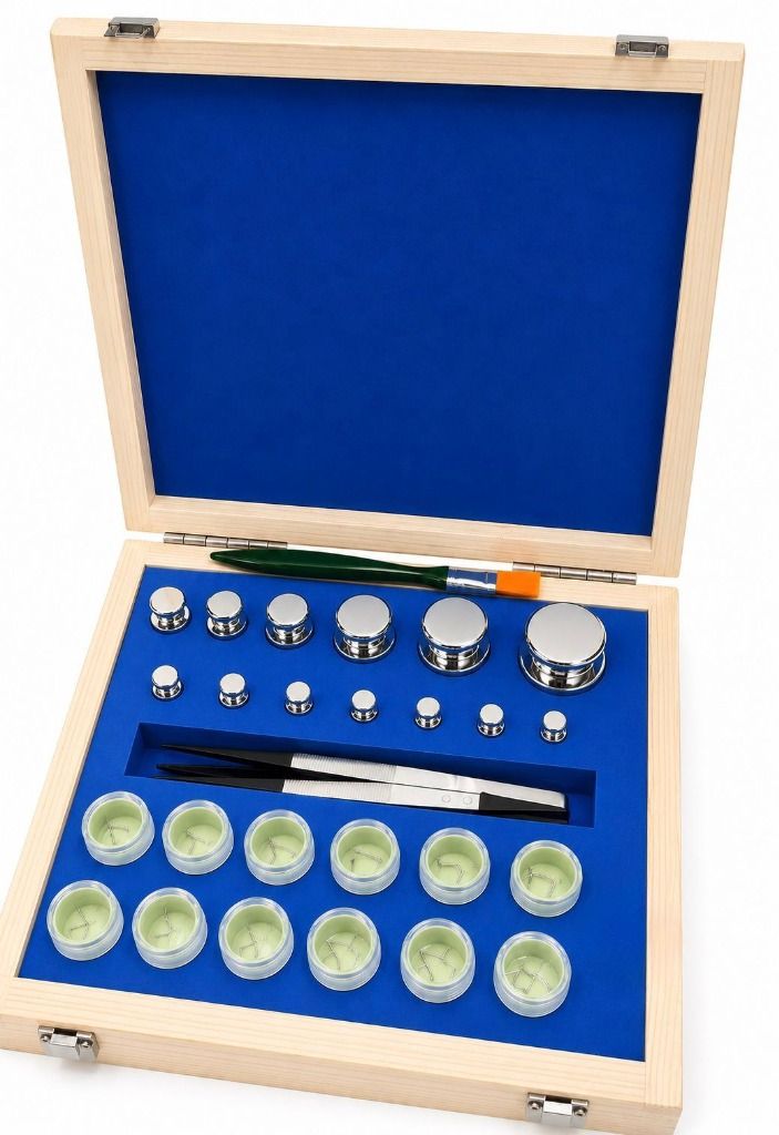 Class F1 weights in wooden box set